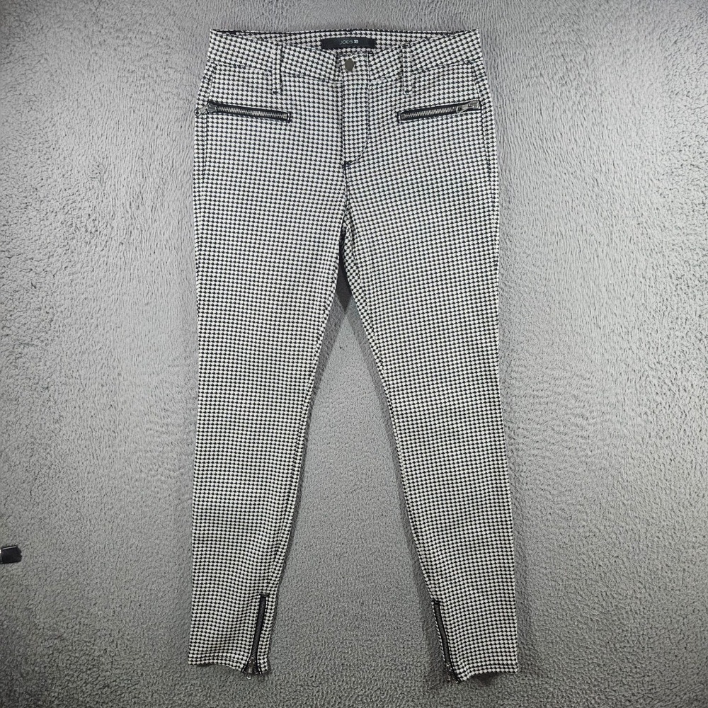 Joes Jeans Womens 28 Houndstooth Skinny Pants Black White Ankle Zip